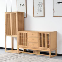 Chinese style decoration cabinet solid wood storage porch raw wood color Hall partition cabinet homestay tea table hotel furniture