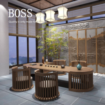 New Chinese tea table and chair combination Zen solid wood kung fu tea table home balcony tea room office tea table