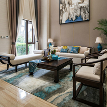 New Chinese style solid wood fabric sofa combination multi-color optional modern model room hotel Zen furniture Chinese sofa