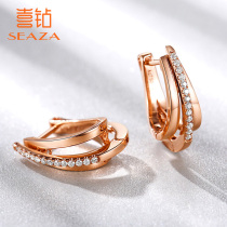 Hi Diamond flagship diamond stud earrings womens 18K rose gold true diamond earrings womens earrings drop earrings super flash temperament