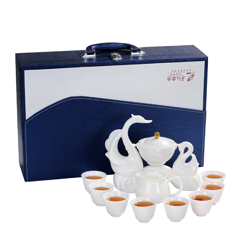 The Poly real scene suet jade white porcelain tea set custom home lazy hot semi - automatic tea service office at large mercifully