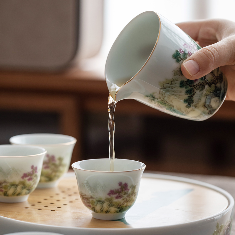 The Poly real JingYing tsing kung fu tea set suits for the sitting room is contracted dry terms plate of domestic portable tureen tao