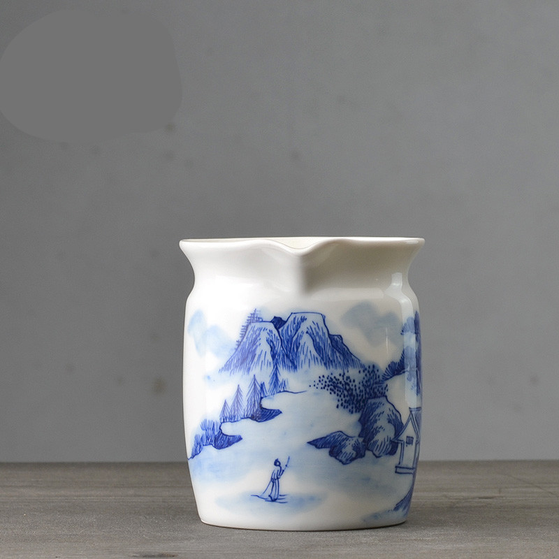 . Gather elegant scene of jingdezhen blue and white porcelain all hand hand draw landscape points fair keller of tea, kungfu tea taking.