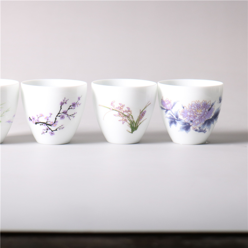 Slight color ceramic suet jade master cup bowl tea cup single cup a single, white porcelain kung fu tea sample tea cup