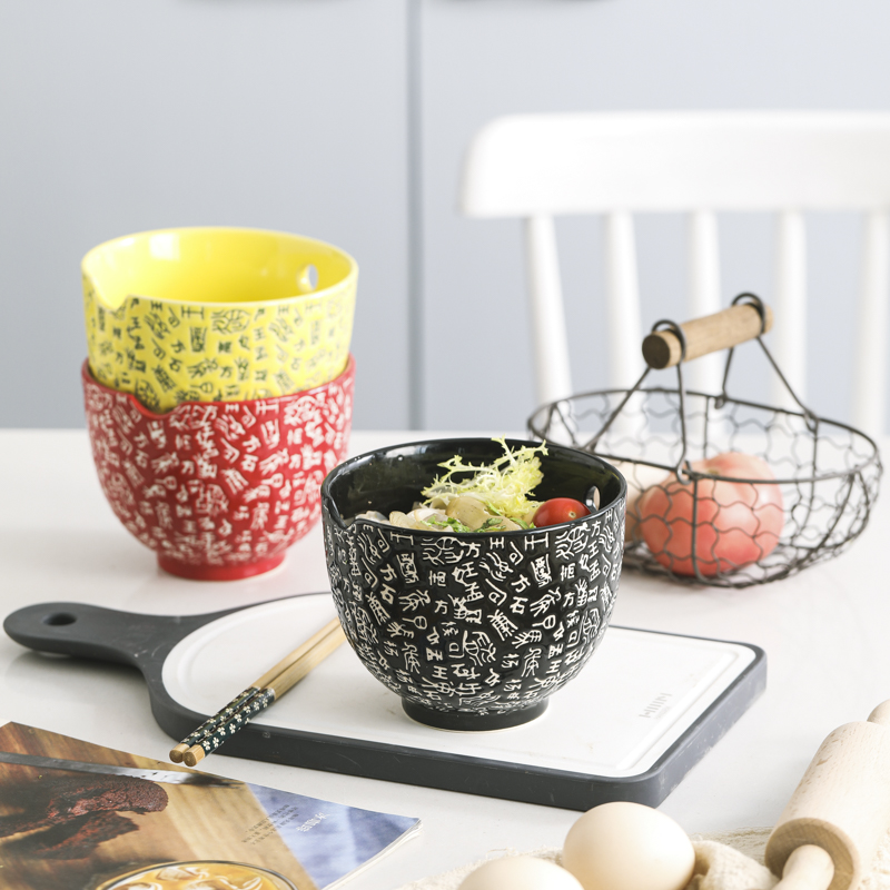 . Poly real use scene home a single Japanese creative ceramic bowl northern dishes suit combination, lovely move