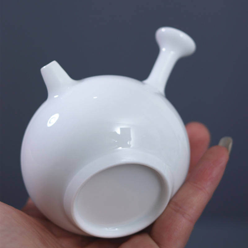 Poly real view jingdezhen sweet white glaze ball hole need side teapot tea white porcelain craft ceramic filter household utensils