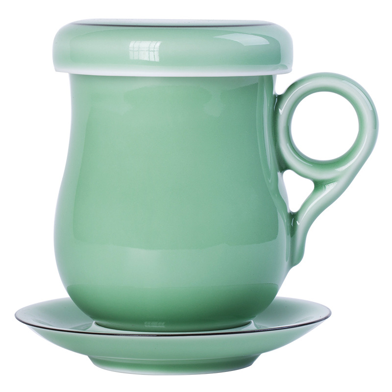 Longquan celadon ceramic keller cups with cover filter home office have one cup of tea cup tea separation