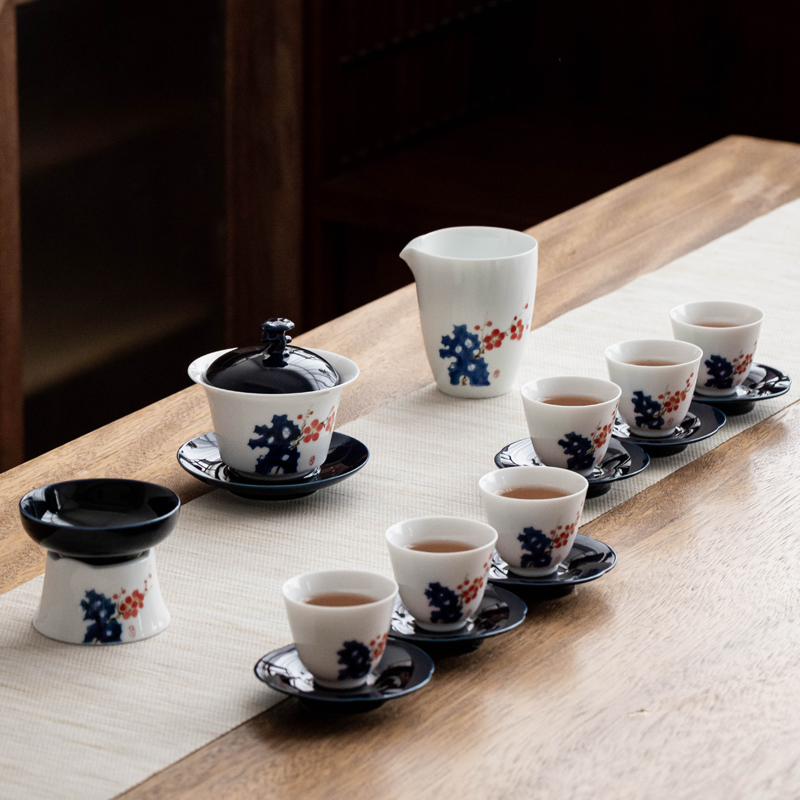 The Poly real scene hand - made by patterns kung fu tea set household gifts ceramic tea set is contracted