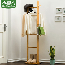 Trojan horse simple coat rack Floor-to-ceiling solid wood bedroom hanger clothes rack Household storage simple and modern