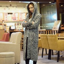 Winter new Korean women hooded sweater knit long cardigan