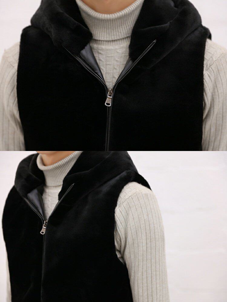 快手红人巴扎黑同款连帽加绒黑马甲男冬季新款韩版修身毛绒外套潮_7折