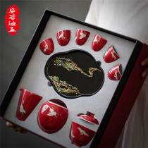 ZYRODIA Jingdezhen Gongfu Tea Tea Suit Tea Maker Tea Pot Palace Jubilee Fairy Crane Cover Bowl Tray Tea Cup Dry Bubble Gift