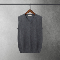 Mens vest Spring and Autumn Sweater Vest V collar sleeveless waistband Korean fashion slim youth wool sweater