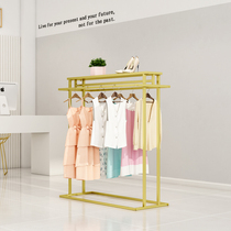 Clothing store Zhongdao rack display rack landing iron gold double pole men and women hanging clothes shelf middle display shelf