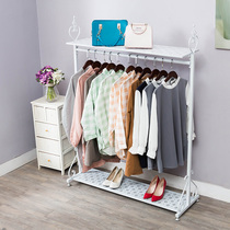 Simple drying rack floor-standing indoor wrought iron display hanger household bedroom clothes rack white clothing rack