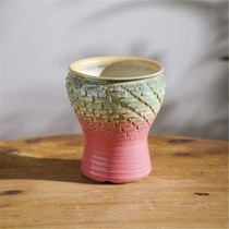 Bursting succulent flower bonsai Dezhen handmade rough pottery medium-sized white light kiln variable flow glaze green plant flower breathable pot