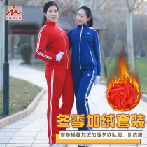 Chinese Dream Team Dream Label male and female red blue winter plus suede thickened warm anti-chill jacket Leisure sports suit