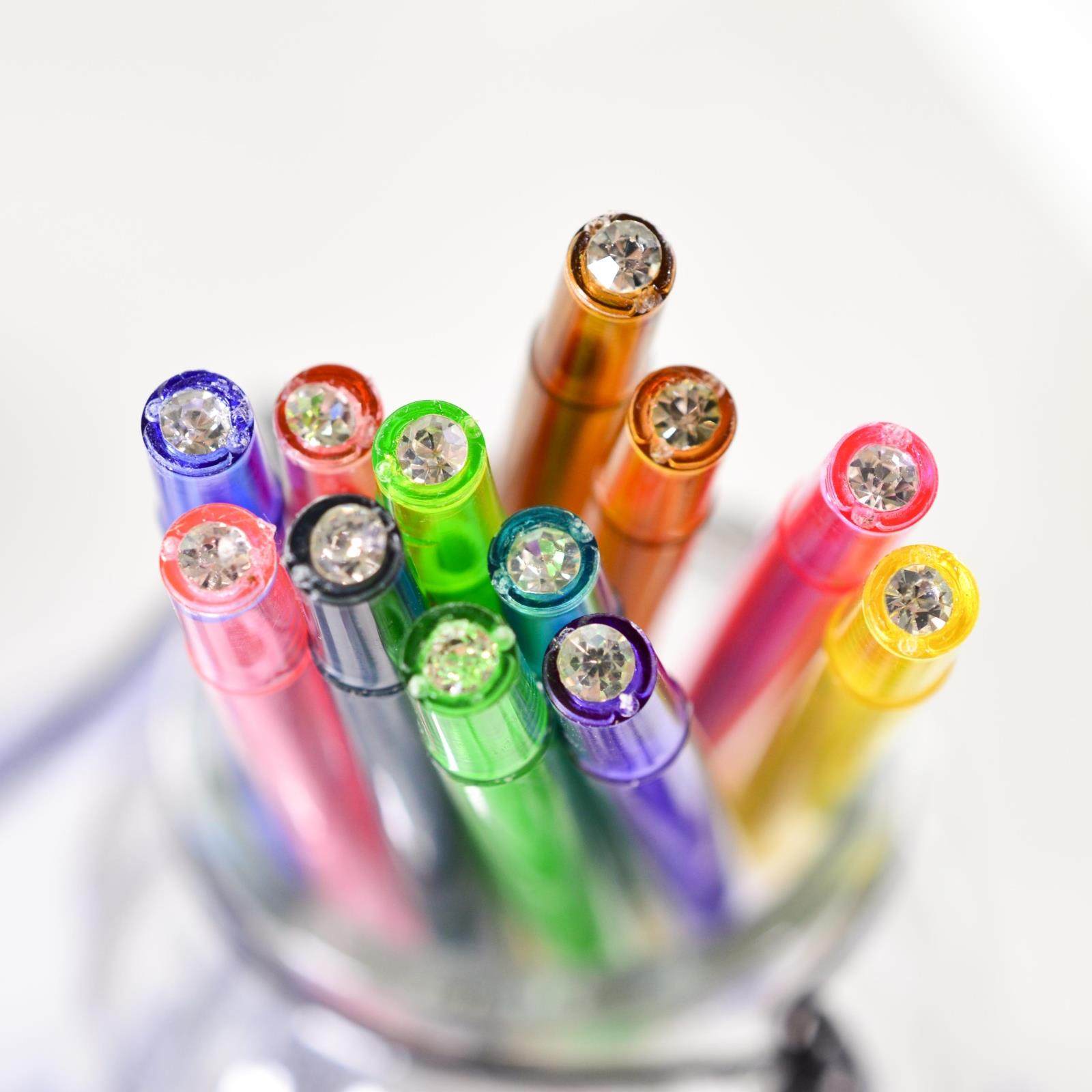 韩国文具创意彩色钻石头中性笔皇冠签字水性笔0.5mm12支装 包邮