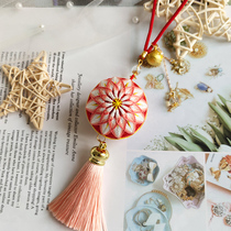 Moon red short tassel) hand bow ball diy material chartered car hanging keychain Best friend handmade Valentines Day Birthday gift