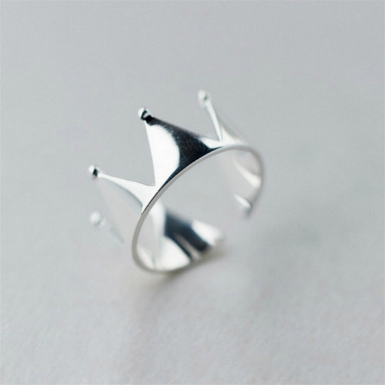 Fashion temperament original design minimalist personality S925 sterling silver joint ring Crown poly ring female wild jewelry Fashion temperament original design minimalist personality S925 sterling silver joint ring Crown poly ring female wild jewelry