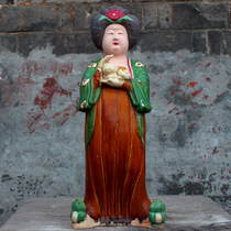 Tang Sancai ceramic Fat Girl ornaments retro pottery Lady antique home living room study antique collection TV cabinet