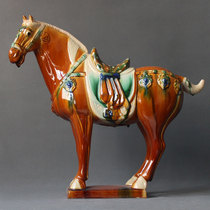 Ceramic horse ornaments set up mascot Feng Shui Guoli Jingli Horse Crafts Living Room Decoration Tang Sancai Horse