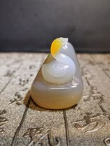 White Jade Medullary Swan Handlebar Piece Pendulum Pieces Stone Sculpted Round Carved delicate pure hand engraving Yaan Green Sushi Mountain Stone