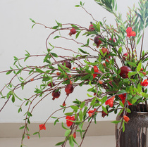 Upscale simulation pomegranate flower branches drooping bending willow pomegranate branches with fruit pomegranate flower vases decorated with flower arrangements accessories