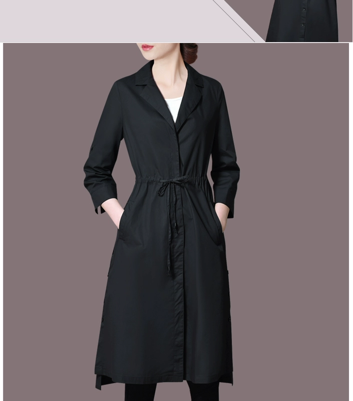 House of Dust mùa thu và mùa đông 2021 mặc mới cho phụ nữ ngắn giữa dài và áo khoác gió mỏng nhỏ của Hồng Kông phụ nữ trên đầu gối - Trench Coat