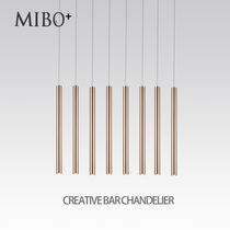 led bar chandelier Nordic restaurant long tube cylindrical round tube hotel cash register single head decorative golden chandelier