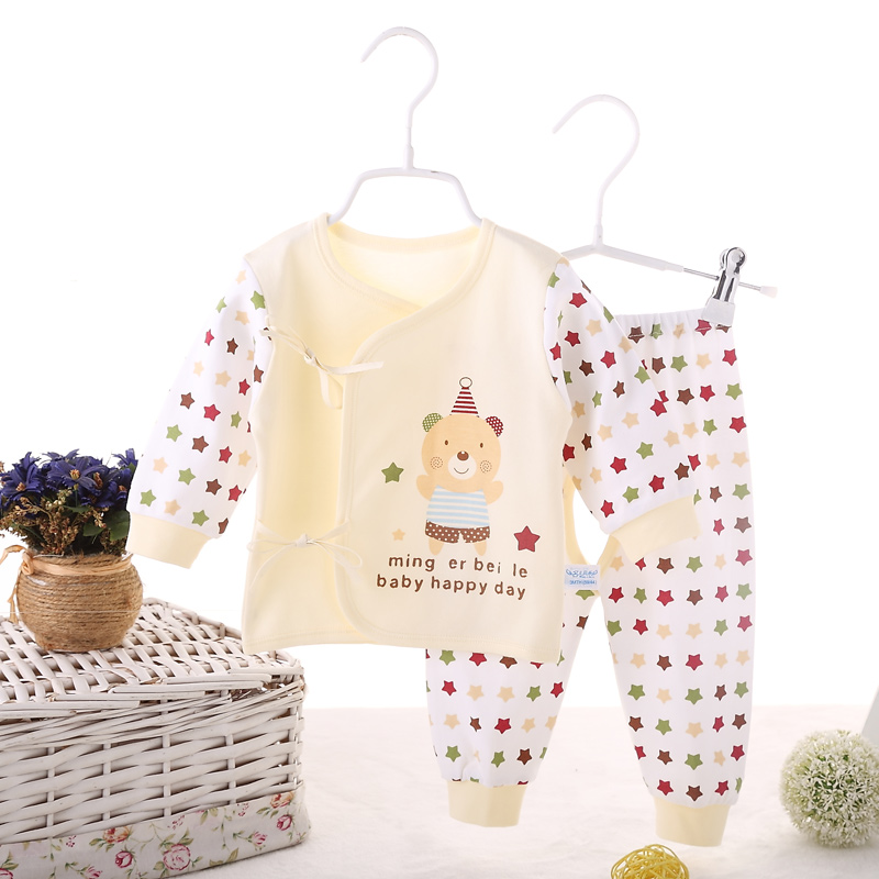 新生儿内衣纯棉0-3个月初生婴儿衣服宝宝和尚服绑带春秋内衣套装产品展示图3