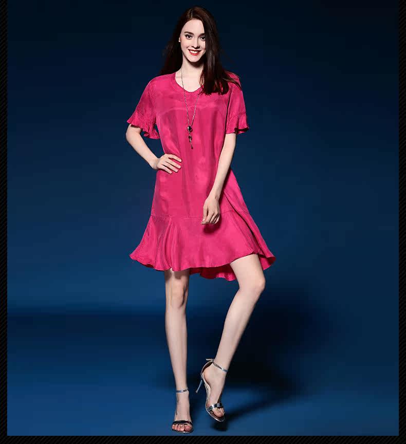 欧美铜氨丝连衣裙女夏2016新款女装中长款短