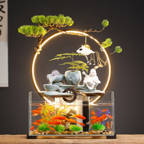 Hydropower Recycling Water Eco-glass Goldfish Tank Living Room Desktop TV cabinet decorated with household trunk