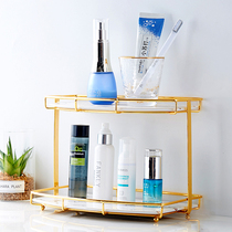 Toilet toilet light luxury wash table rack non-punching bathroom sink makeup storage rack