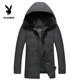 Playboy Down Jacket ຜູ້ຊາຍຍາວກາງ Hooded ຫນາສາມາດຖອດອອກໄດ້ Liner Fur Collar