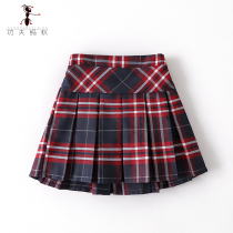 Girl Half Body Dress Spring Autumn Children Plexu Skirt Red Plaid Dress CUHK Child Short Skirt College Wind School Uniforms 6629