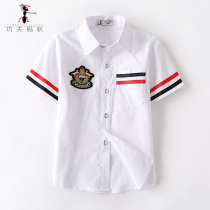 Childrens white shirt short sleeve summer dress new male and female childrens table performance uniform primary school uniform shirt 6665