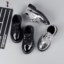 Boys table performance leather shoes English style host small leather shoes Childrens black soft soles childrens shoes Primary School students 21818