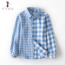 Childrens clothing pure cotton shirt 2021 spring autumn new handsome foreign air long sleeve thin blouse boy plaid shirt tide 6011