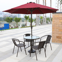 Outdoor table and chair rattan table and chair simple modern milk tea cafe Garden Garden outdoor leisure furniture tea table combination