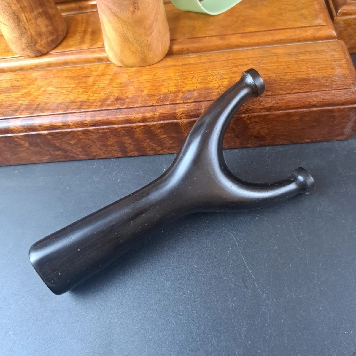 乌木紫光檀老料直板小弓门弹弓内弓门3.5直把飞虎叉弹弓高密 原木