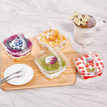 Transparent square baked wood Bran ice cream mousse cup portable lasagna water jelly pudding cake box