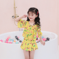 Childrens swimsuit summer girl little princess Korean girl cute baby child fairy fan split skirt Sunscreen quick-drying