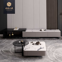 Rock plate TV cabinet modern minimalist small family type living room TV cabinet tea table combination folded light and luxurious table cabinet