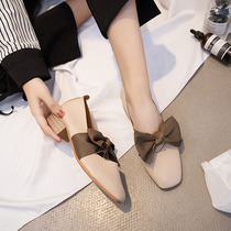 Milk shoes women 2021 New Spring Joker Korean version bow square head thick heel single shoes with fairy gentle shoes