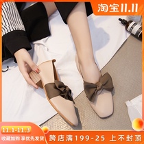Milk shoes women 2021 New Spring Joker Korean version bow square head thick heel single shoes with fairy gentle shoes