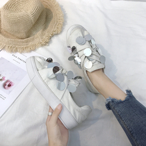 ins Tide Super fire shoes harbor wind small white shoes women 2021 New sequin canvas wild summer single shoes