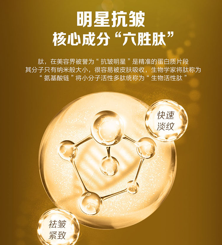 水焦点六胜肽抗皱原液淡化细纹法令纹抗衰老提拉紧致面部精华液_水