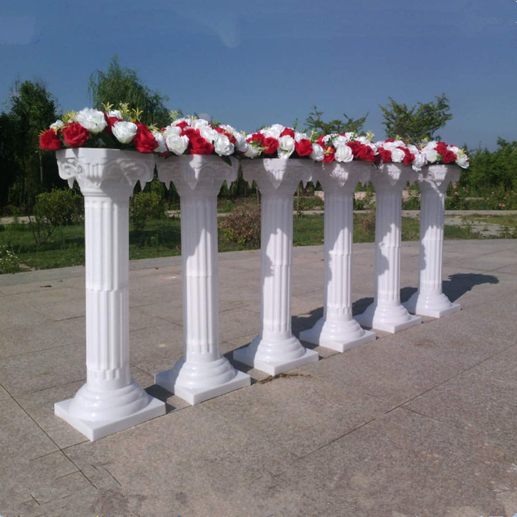 新款88厘米白色加厚罗马柱婚庆路引开业庆典布置现场用花形罗马柱