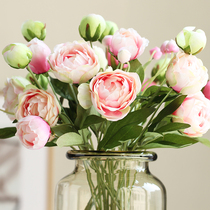 Simulation of small peony flowers fake flower bouquet ornaments living room table decoration anti-real flower plastic silk flower flower art decoration